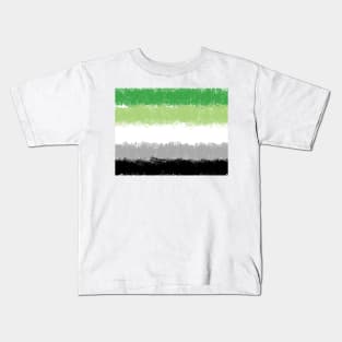 Aromantic Flag Crosshatch Design Kids T-Shirt